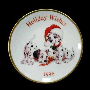 Disney Hallmark Ornament 101 Dalmations Plate Porcelain Dog‎ QX16544 in Box